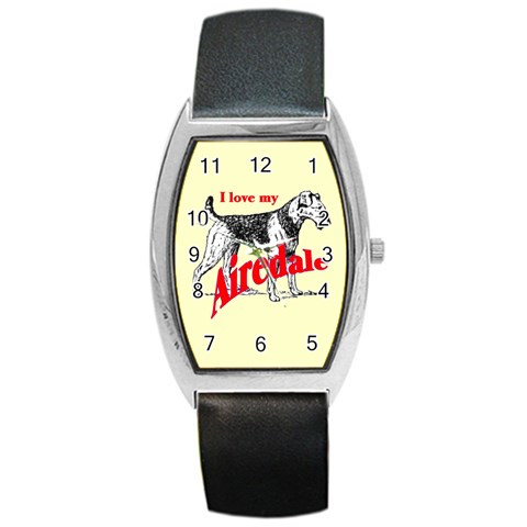 Airedale Barrel Style Metal Watch from ArtsNow.com Front