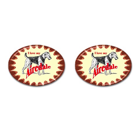 Airedale Cufflinks (Oval) from ArtsNow.com Front(Pair)
