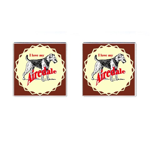 Airedale Cufflinks (Square) from ArtsNow.com Front(Pair)