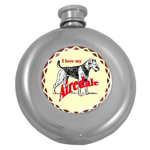 Airedale Hip Flask (5 oz) from ArtsNow.com Front