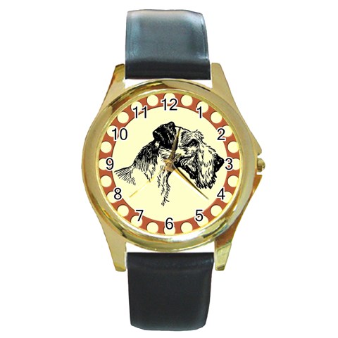 Hound Round Gold Metal Watch from ArtsNow.com Front