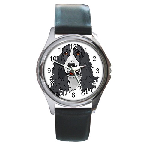 Spaniel Round Metal Watch from ArtsNow.com Front