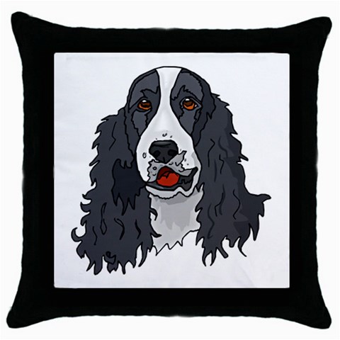 Spaniel Throw Pillow Case (Black) from ArtsNow.com Front