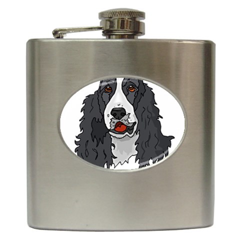 Spaniel Hip Flask (6 oz) from ArtsNow.com Front