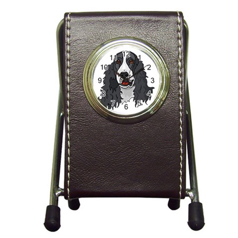Spaniel Pen Holder Desk Clock from ArtsNow.com Front