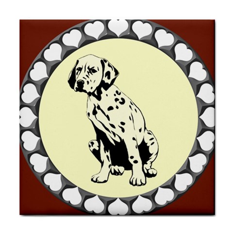 Dalmation puppy Tile Coaster from ArtsNow.com Front