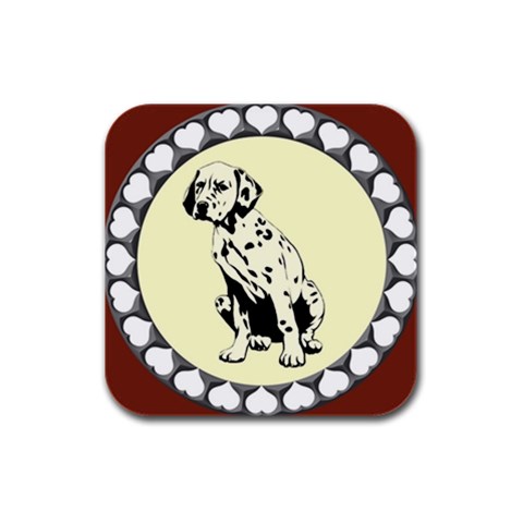 Dalmation puppy Rubber Square Coaster (4 pack) from ArtsNow.com Front