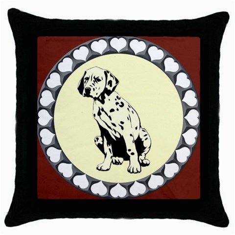 Dalmation puppy Throw Pillow Case (Black) from ArtsNow.com Front