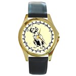 Dalmation puppy Round Gold Metal Watch