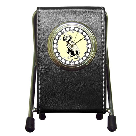 Dalmation puppy Pen Holder Desk Clock from ArtsNow.com Front
