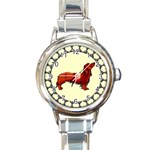 Dachshund Round Italian Charm Watch