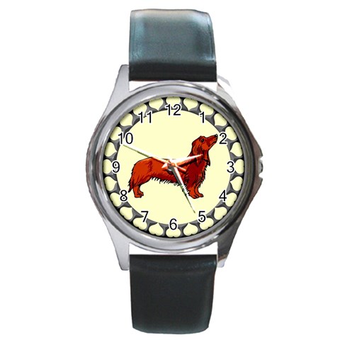 Dachshund Round Metal Watch from ArtsNow.com Front