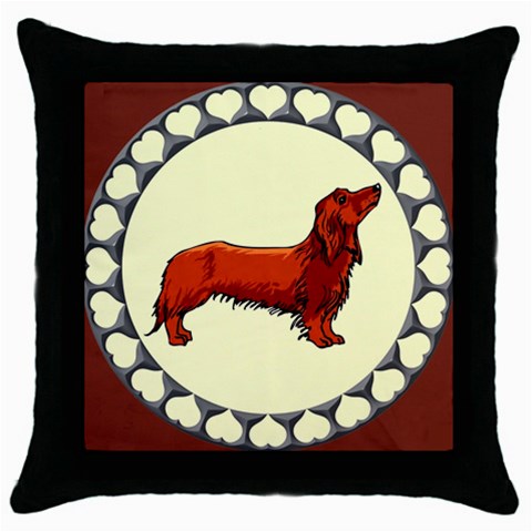 Dachshund Throw Pillow Case (Black) from ArtsNow.com Front