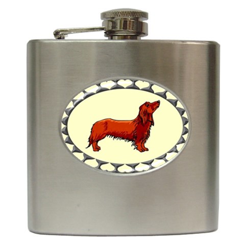 Dachshund Hip Flask (6 oz) from ArtsNow.com Front