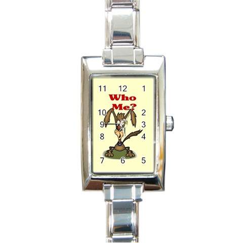 Who me? Rectangular Italian Charm Watch from ArtsNow.com Front