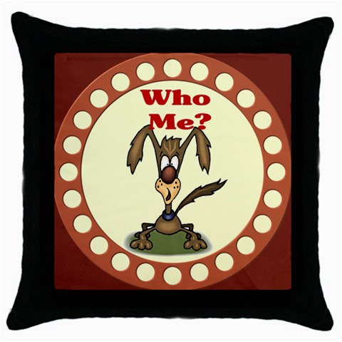 Who me? Throw Pillow Case (Black) from ArtsNow.com Front