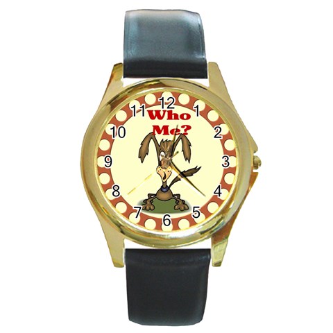 Who me? Round Gold Metal Watch from ArtsNow.com Front