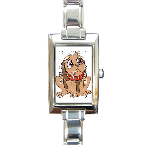 Innocent puppy Rectangular Italian Charm Watch from ArtsNow.com Front