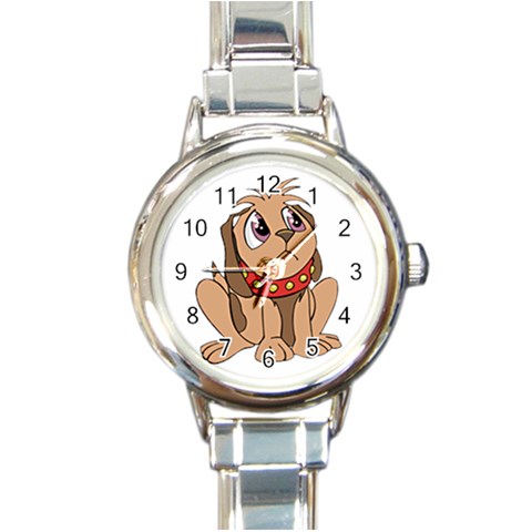 Innocent puppy Round Italian Charm Watch from ArtsNow.com Front