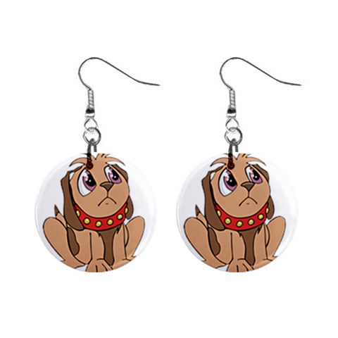 Innocent puppy 1  Button Earrings from ArtsNow.com Front