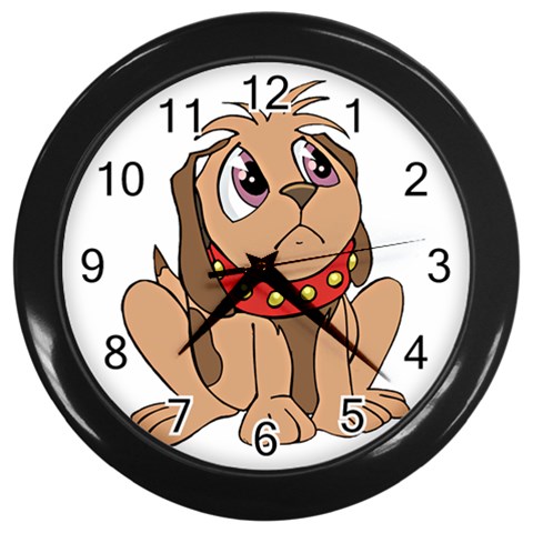 Innocent puppy Wall Clock (Black) from ArtsNow.com Front