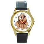 Innocent puppy Round Gold Metal Watch