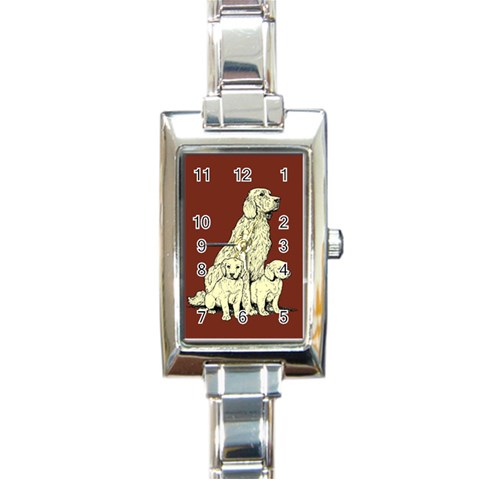 Golden retriever Rectangular Italian Charm Watch from ArtsNow.com Front