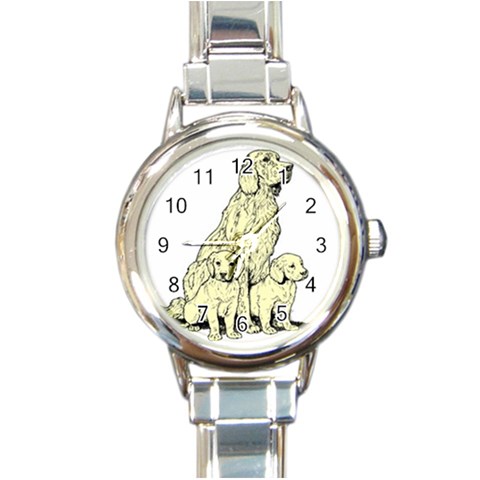 Golden retriever Round Italian Charm Watch from ArtsNow.com Front