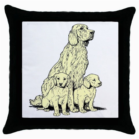 Golden retriever Throw Pillow Case (Black) from ArtsNow.com Front