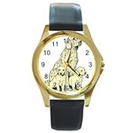 Golden retriever Round Gold Metal Watch