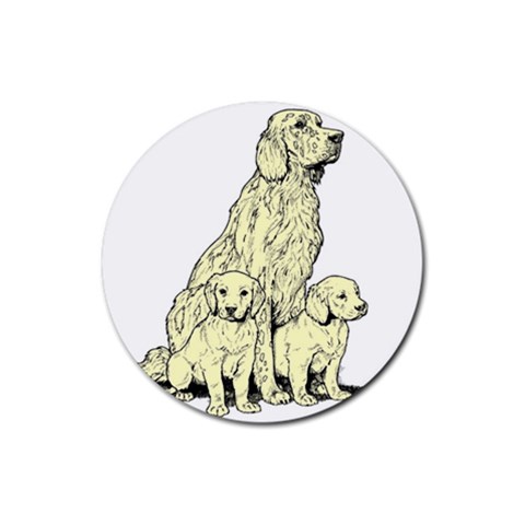 Golden retriever Rubber Round Coaster (4 pack) from ArtsNow.com Front