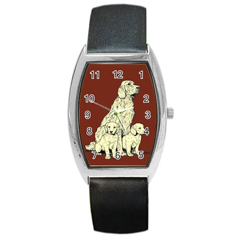 Golden retriever Barrel Style Metal Watch from ArtsNow.com Front