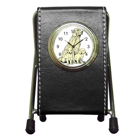 Golden retriever Pen Holder Desk Clock from ArtsNow.com Front
