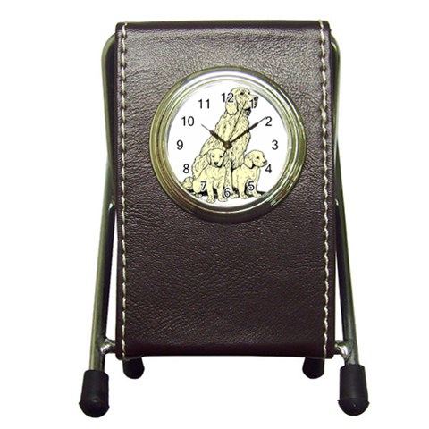 Golden retriever Pen Holder Desk Clock from ArtsNow.com Front