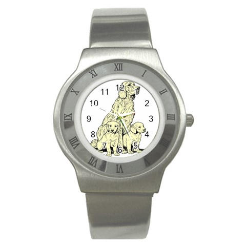 Golden retriever Stainless Steel Watch from ArtsNow.com Front