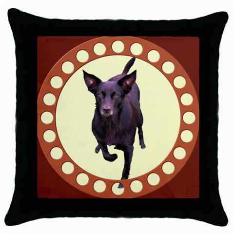 Kelpie 1 Throw Pillow Case (Black) from ArtsNow.com Front
