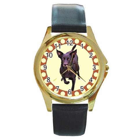 Kelpie 1 Round Gold Metal Watch from ArtsNow.com Front