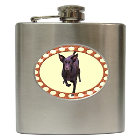 Kelpie 1 Hip Flask (6 oz) from ArtsNow.com Front