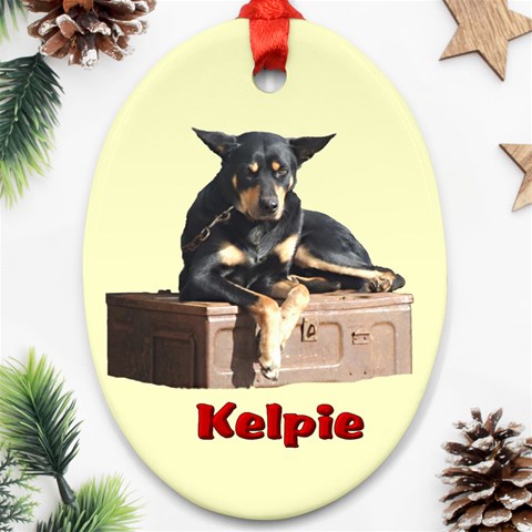 Kelpie 2 Ornament (Oval) from ArtsNow.com Front