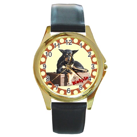 Kelpie 2 Round Gold Metal Watch from ArtsNow.com Front