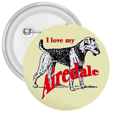 Airedale 3  Button from ArtsNow.com Front