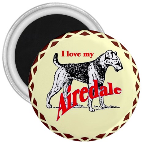 Airedale 3  Magnet from ArtsNow.com Front