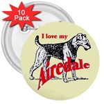 Airedale 3  Button (10 pack)