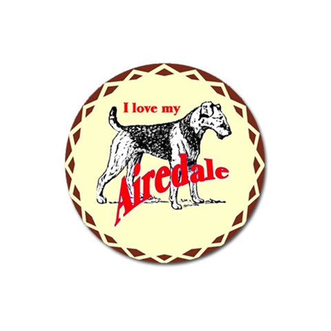 Airedale Magnet 3  (Round) from ArtsNow.com Front