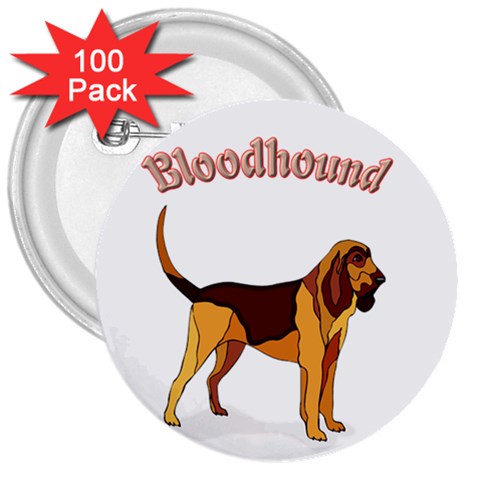 Bloodhound 3  Button (100 pack) from ArtsNow.com Front