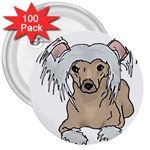 Chinese crested 2 - 3  Button (100 pack)
