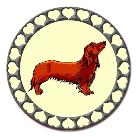 dachshund Magnet 5  (Round) from ArtsNow.com Front