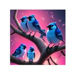 Violet Birds Square Satin Scarf (30  x 30 )