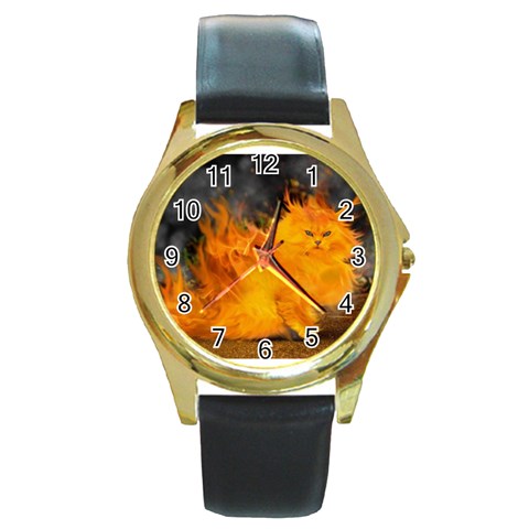 12 Round Gold Metal Watch from ArtsNow.com Front