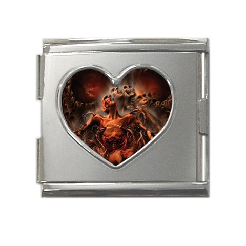 3 Mega Link Heart Italian Charm (18mm) from ArtsNow.com Front